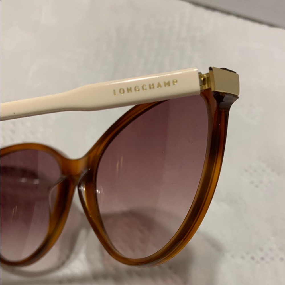 Longchamp Brown Sunglasses with Cat-Eye Design and Metal Accents